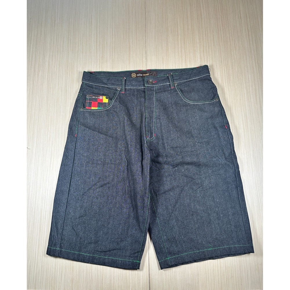 Noiz Jeans Bermuda Shorts Mens 38 Blue Denim Cotton 5-Pocket‎ Flat Front Zip Fly